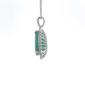 18K White Yellow Gold Pendant Chain Emerald