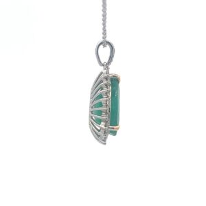 18K White Yellow Gold Pendant Chain Emerald