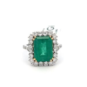 18K White Yellow Gold Ring Emerald