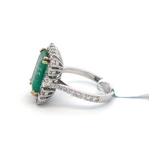 18K White Yellow Gold Ring Emerald