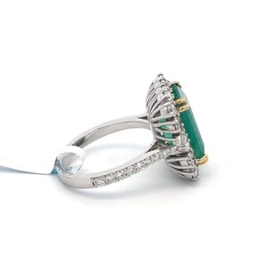 18K White Yellow Gold Ring Emerald