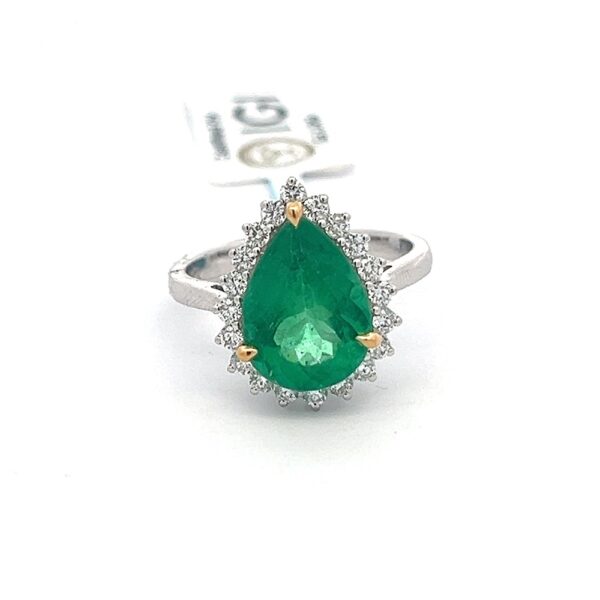 18K White Yellow Gold Ring Emerald