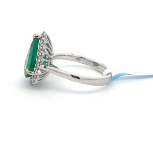 18K White Yellow Gold Ring Emerald