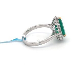 18K White Yellow Gold Ring Emerald